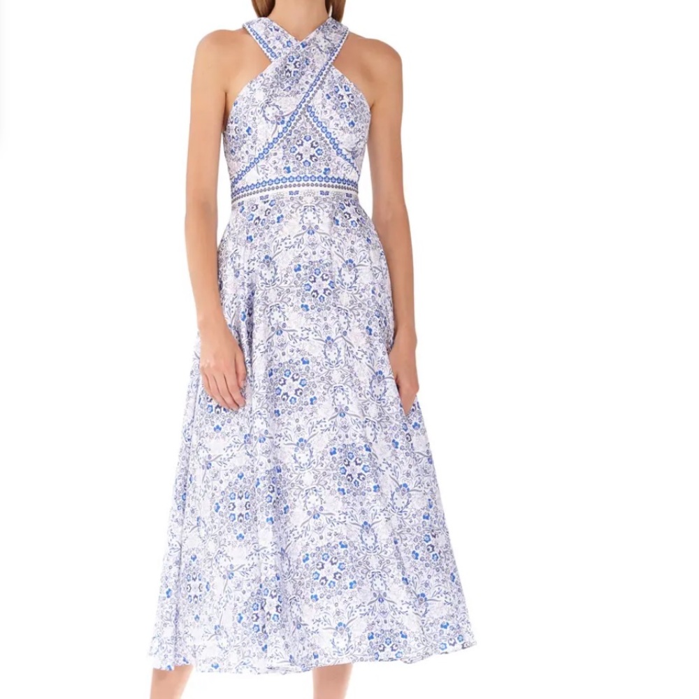 ML Monique Lhuillier Floral Halter Sundress